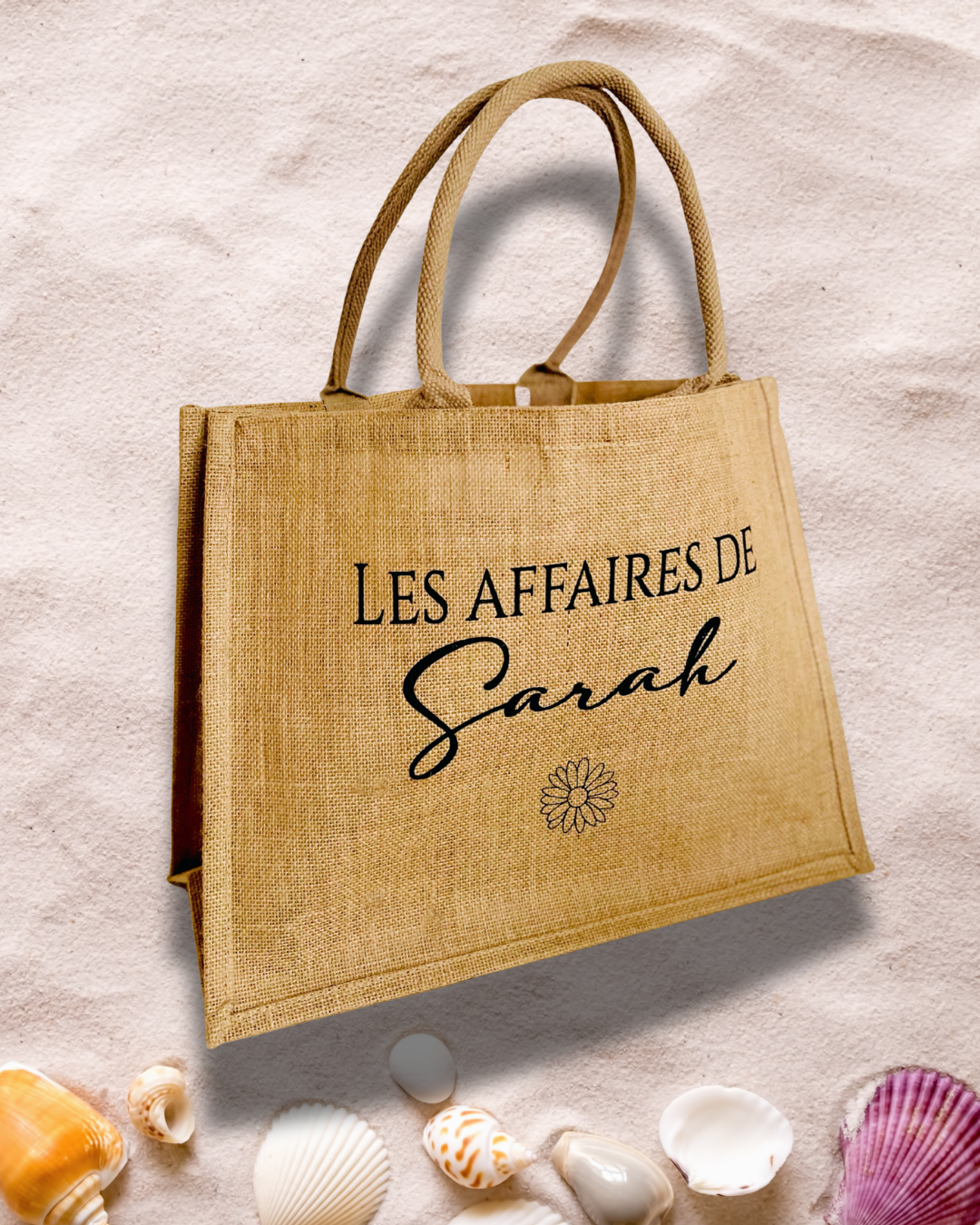 Sac de plage en jute personnalisé 42x33cm