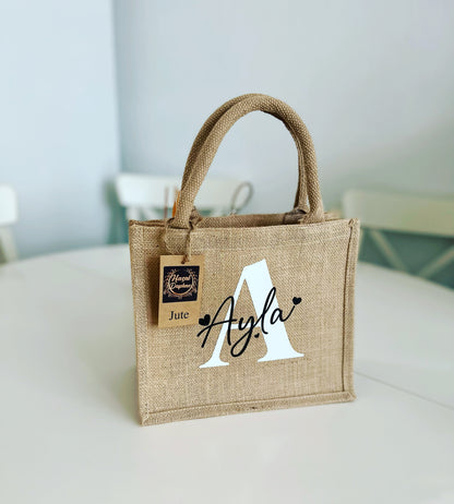 Sac en jute personnalisé initiale 30X30cm