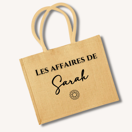 Sac de plage en jute personnalisé 42x33cm