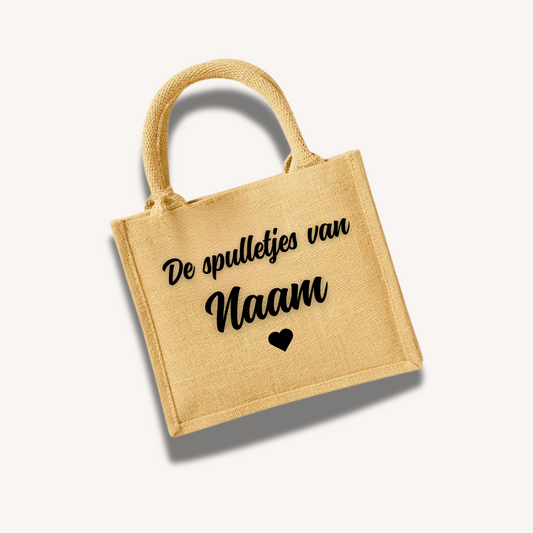 Gepersonaliseerde jute bag 26x22cm