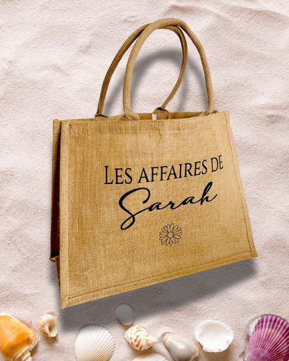 Sac de plage en jute personnalisé 42x33cm